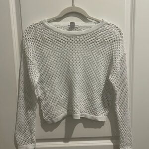 Charlotte Russe White Swim Coverup with Mesh Texture